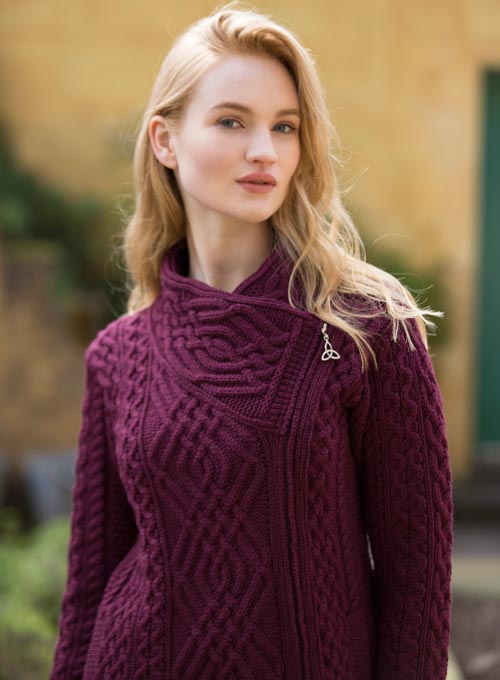 Aran Long Side Zip Sweater for Women - 3 Color Options | Cozy Irish Knit Pullover | Perfect for Fall & Winter Outfits, Casual Wear & Office Attire
