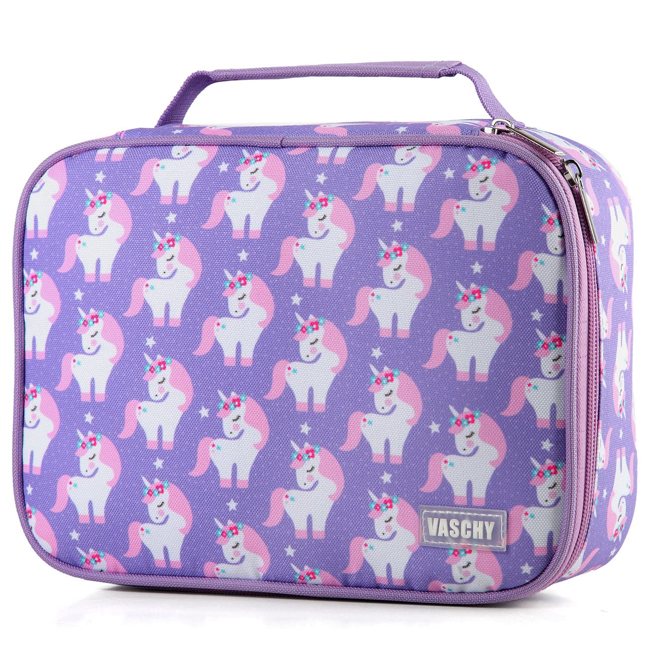VASCHY Large Pencil Case with Detachable Layers - Purple Unicorn for School & Office Organization
