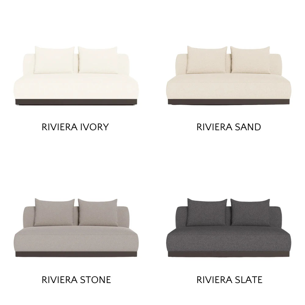 Amalfi 2-Seat Armless Outdoor Sectional Sofa - Waterproof Patio Furniture for Backyard, Poolside & Garden Relaxation