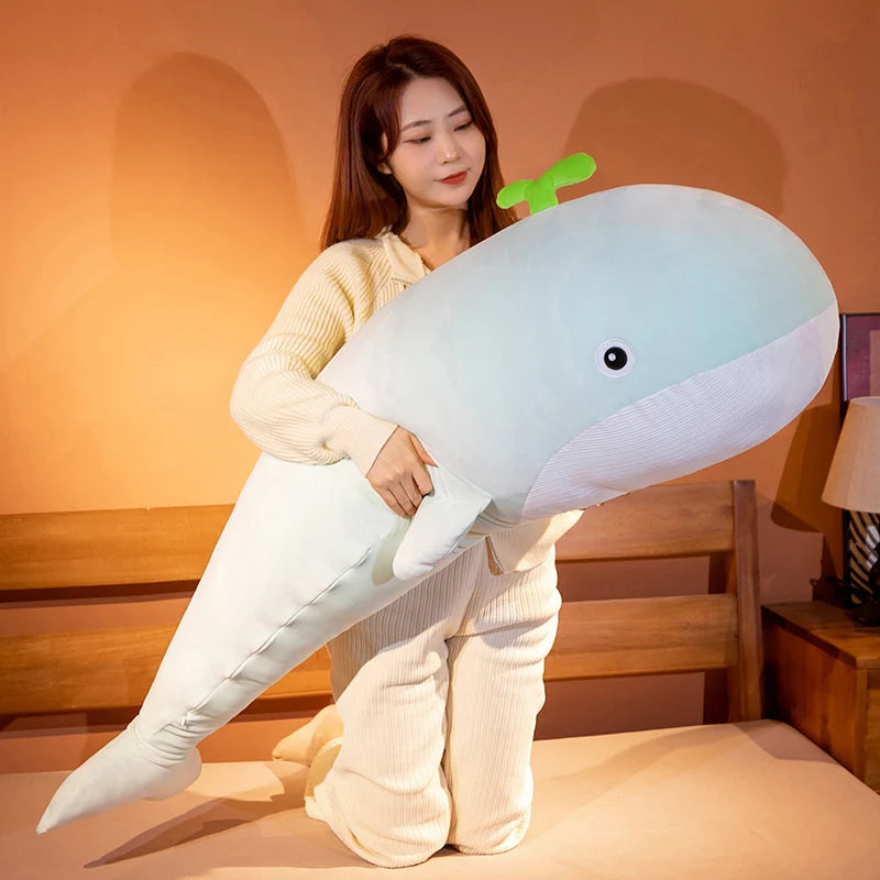 60/120cm Adorable Blue Whale Plush Toy - Soft Stuffed Animal Shark Doll for Kids, Cute Ocean Themed Gift for Girls & Boys | Perfect for Bedroom Decor, Birthday Presents and Christmas Gifts