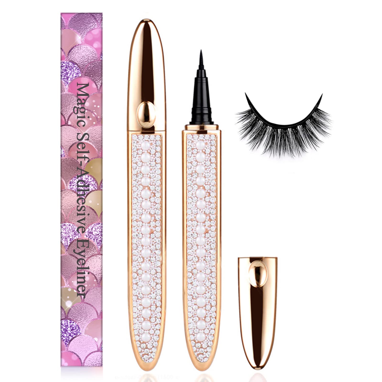 Latex-Free Eyeliner Lash Glue for Sensitive Eyes - Waterproof False Eyelash Adhesive Pen with Strong Hold (1P, Black) | Perfect for Daily Wear, Special Occasions & Professional Makeup