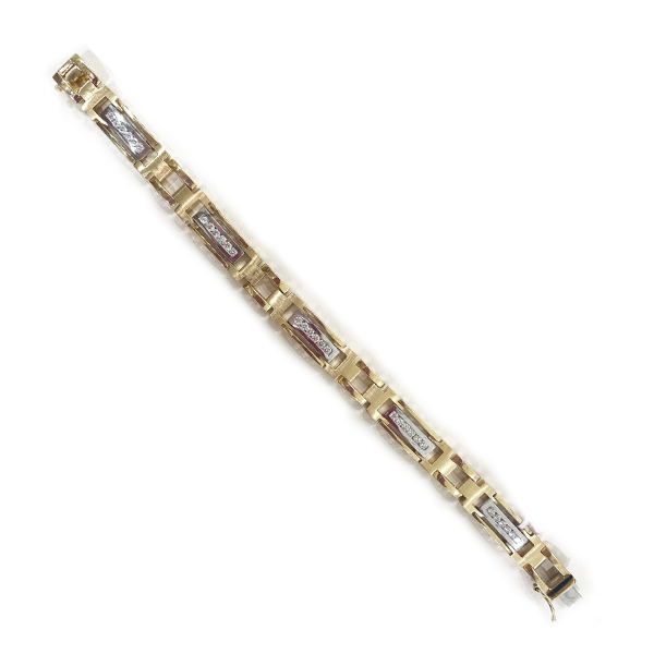 14K Two-Tone Men's Diamond Bracelet - Gold & Silver Luxury Link Chain for Gifts, Weddings & Special Occasions