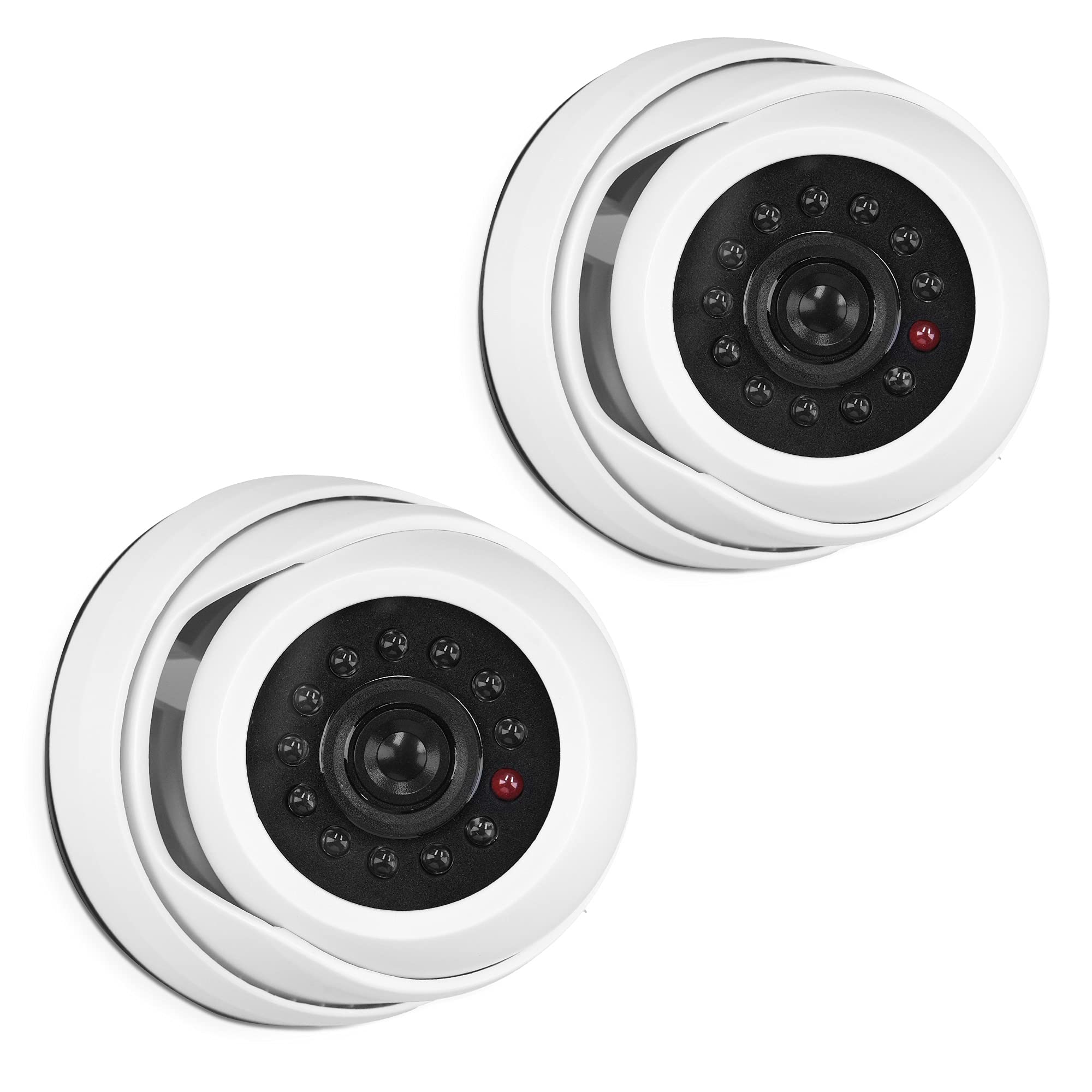 **kwmobile Fake Surveillance Camera - 2 Pack Dummy CCTV Security Camera with LED Light for Home & Shop - Dome Style Burglar Deterrent for Indoor Use (1080p HD, White) - Ideal for Garage, Office & Retail Store Security**