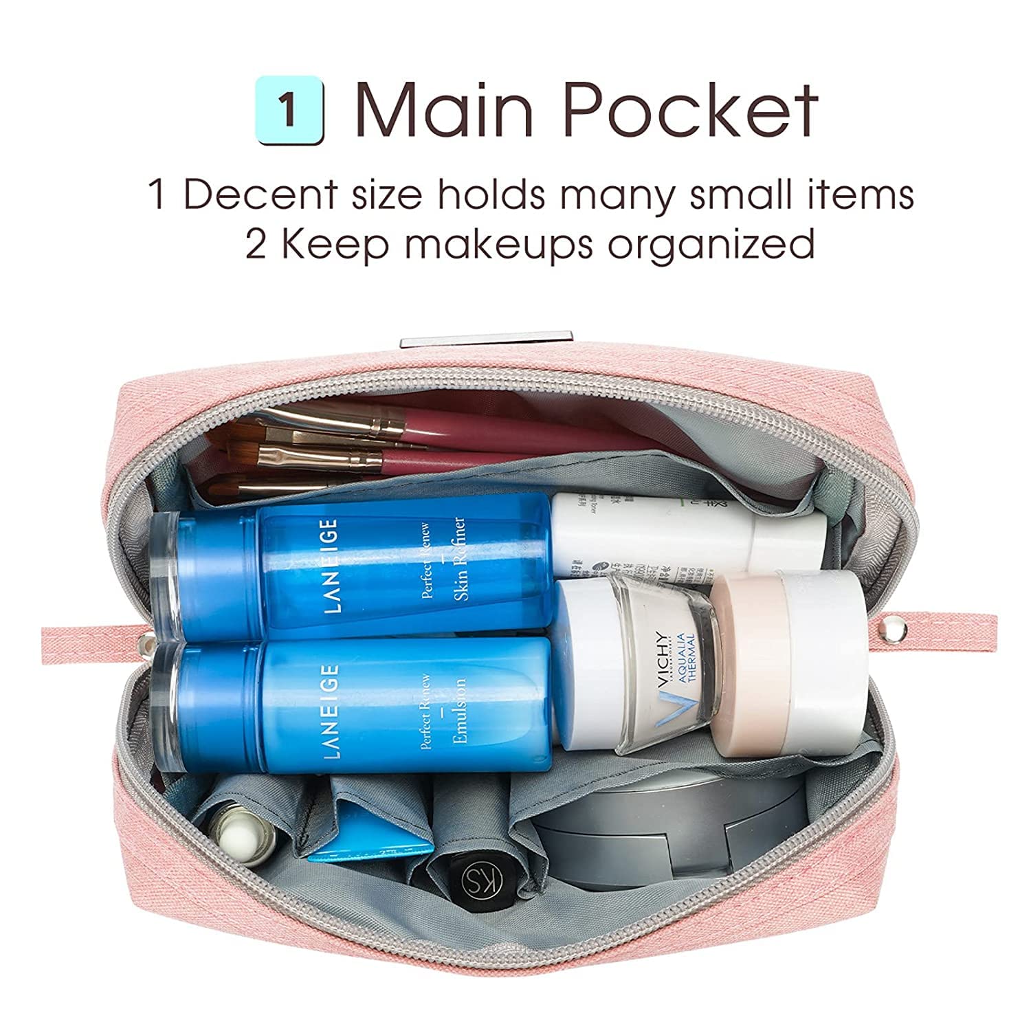 Small Pink Makeup Bag for Women & Girls - Mini Travel Cosmetic Pouch for Purse, Toiletry & On-the-Go Essentials | Perfect for Travel, Gym & Daily Organization
