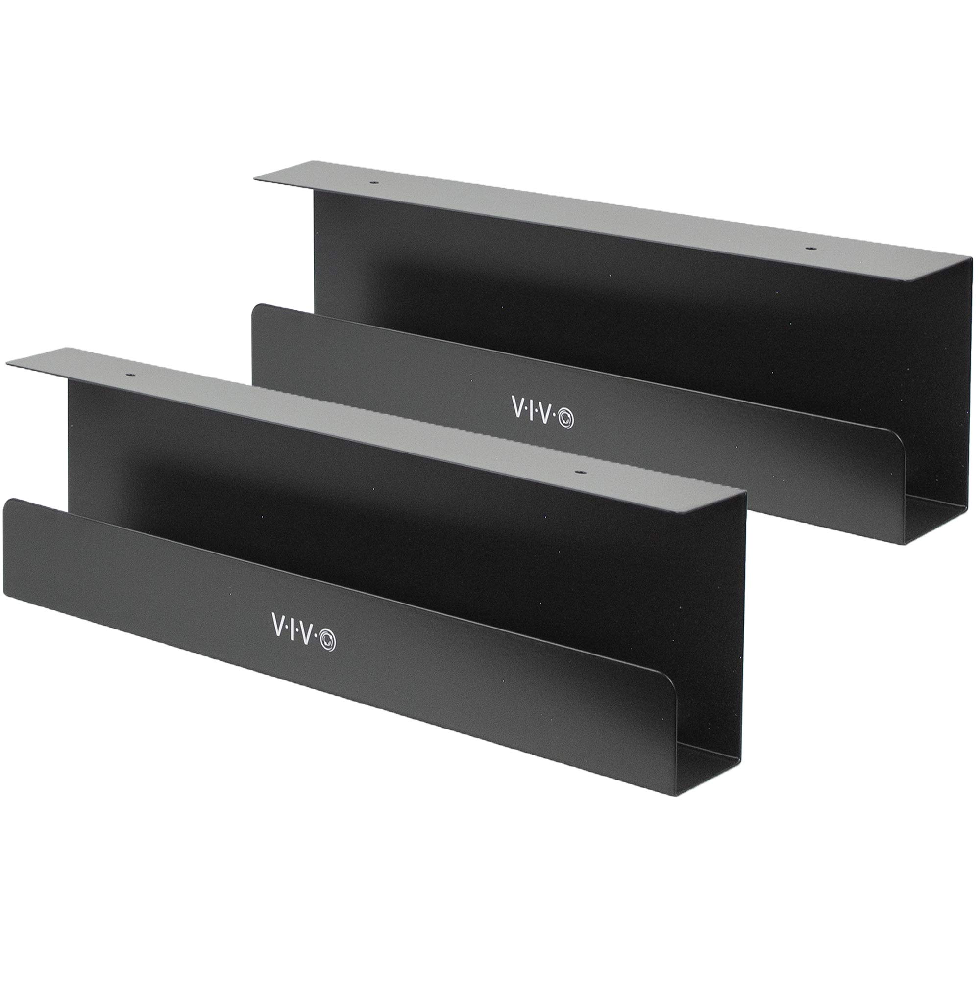VIVO Under Desk 17 inch Cable Management Tray with Power Strip Holder - 2 Pack Black Cord Organizer for Office & Home Workspace, Wire Tamer for Computer, TV, Gaming Setup (DESK-AC06-2C)