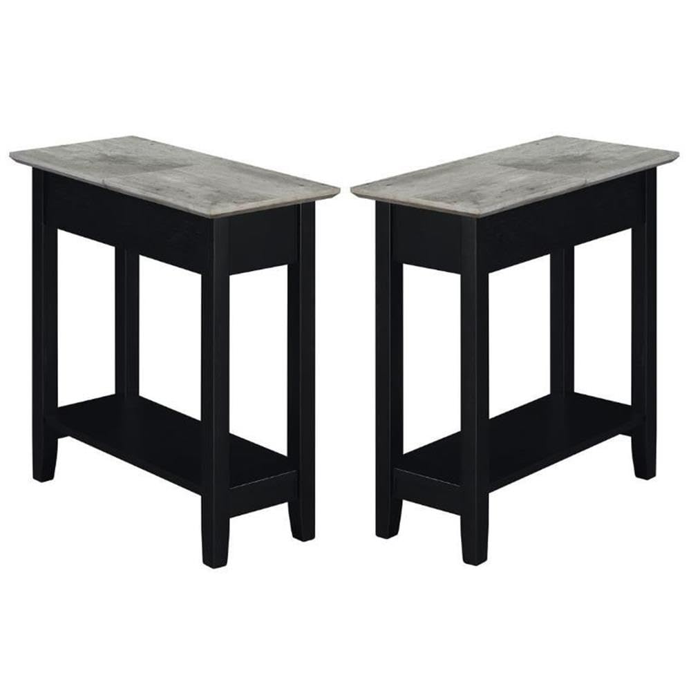 Premium Black Wood Finish End Tables - Set of 2 for Living Room, Bedroom & Office - Modern Home Square Furniture for Small Spaces & Decor