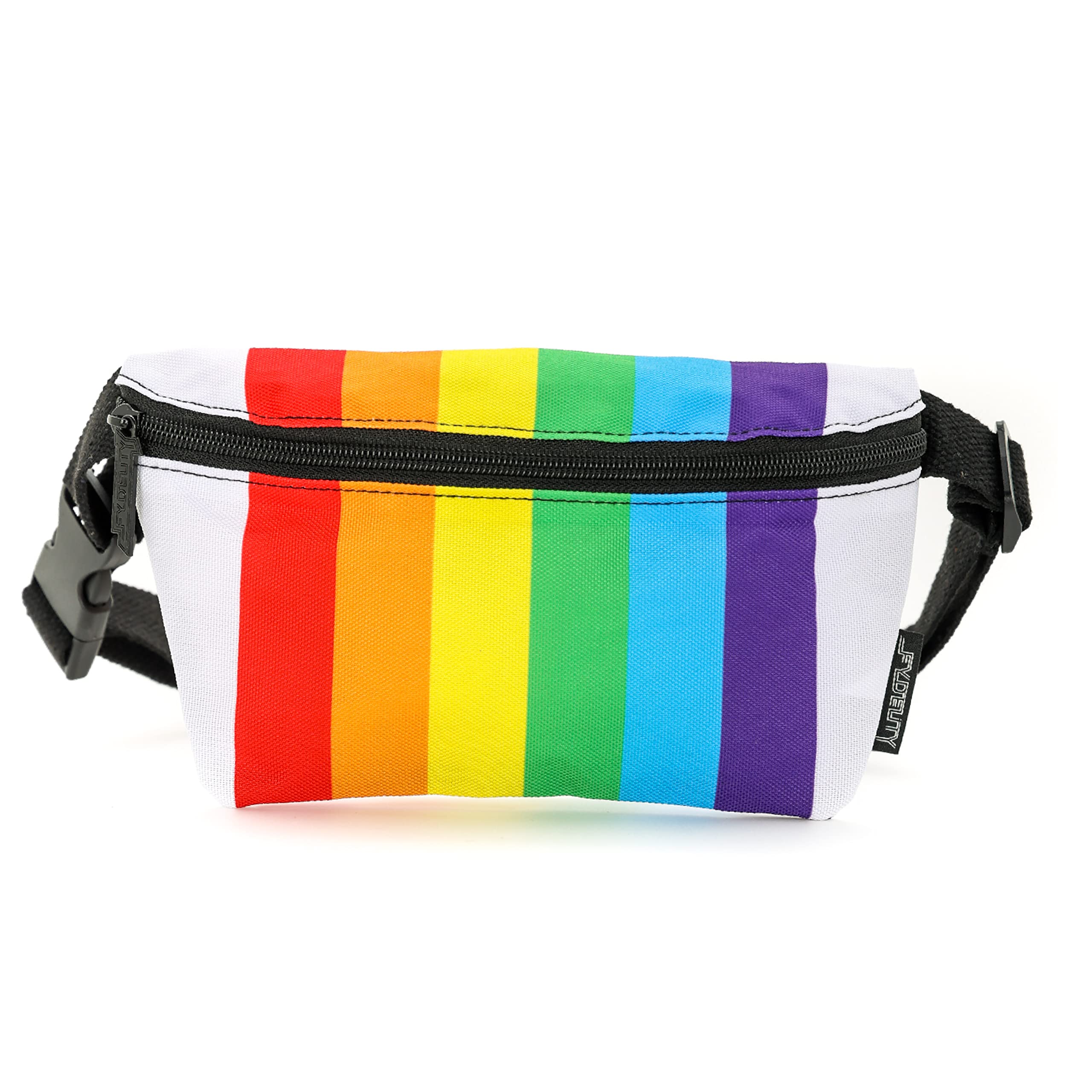 Vintage 80s/90s Small Fanny Pack for Women & Men - Slim Unisex Rainbow Crossbody Belt Bag - Lightweight Travel Waist Pack for Festivals, Concerts, Running & Daily Use | Rainbow Stripe Design
