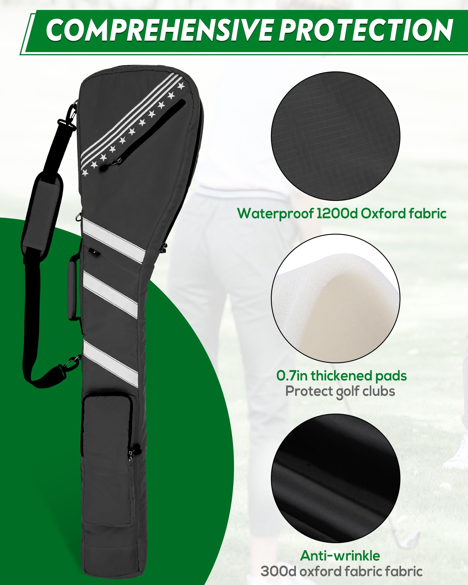Lightweight Foldable Golf Sunday Bag with Shoulder Strap - Big Teeth Design for Driving Range & Par 3 Courses - Perfect for Practice Sessions with Few Clubs (Multi-Color Options)