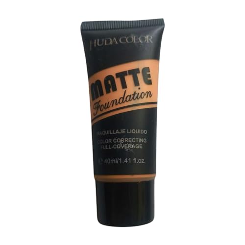 HUDA Matte Foundation Liquid Makeup - Full Coverage Color Correcting Foundation, 40ml/1.41 fl.oz, Shade 1 [C56] | Oil-Free, Long-Lasting Formula for Flawless Skin | Perfect for Daily Wear, Special Occasions & Photography