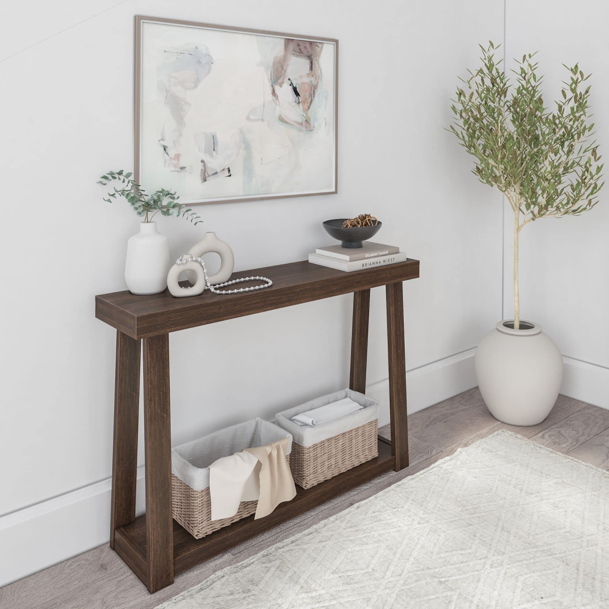 Solid Wood Console Table with Storage Shelf - 46.25