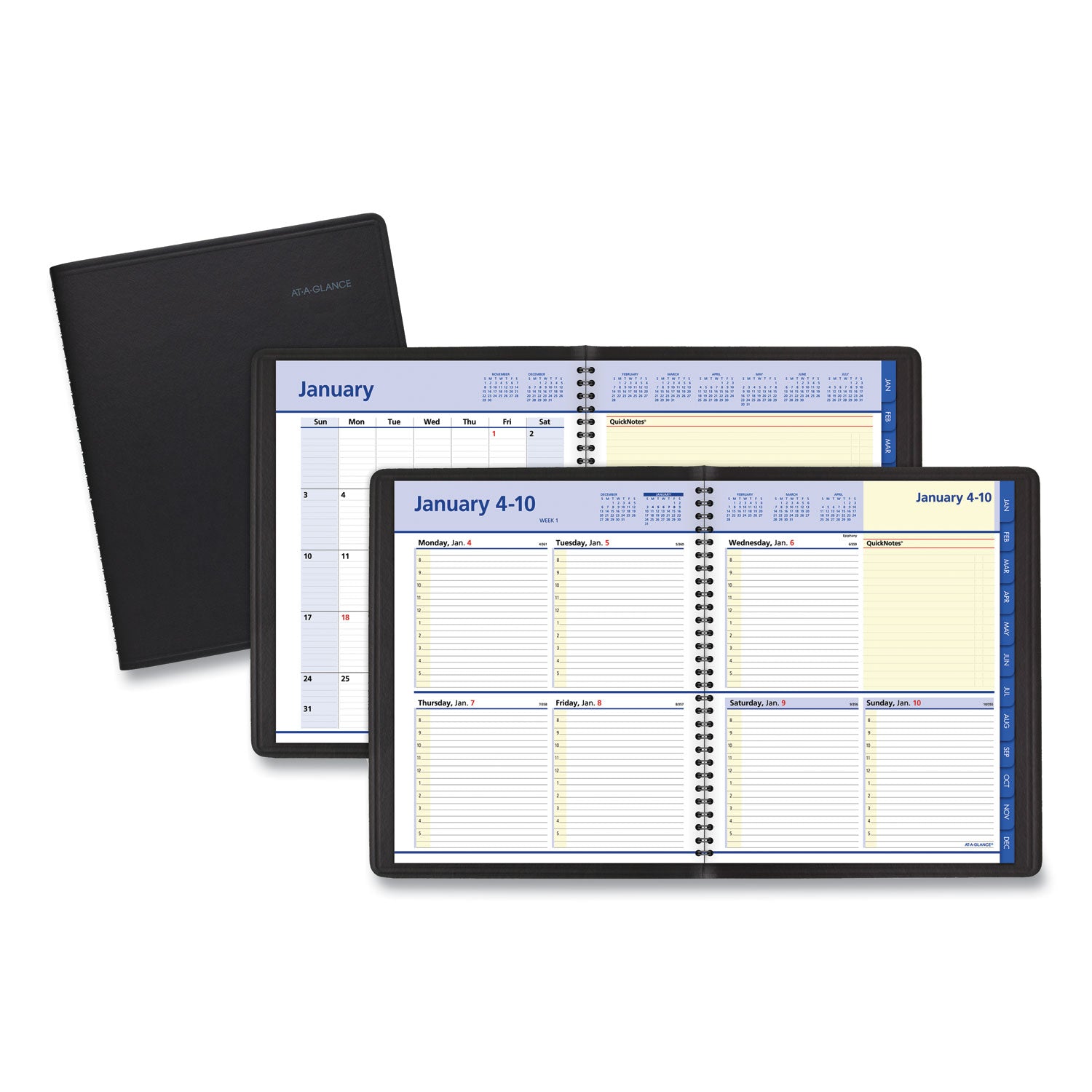 AT A GLANCE® QuickNotes Weekly Block Format Appointment Book 2025 - 10 x 8 Inch Planner with Black Cover, 12 Months (January to December) - Perfect for Office Scheduling, Business Meetings & Personal Time Management