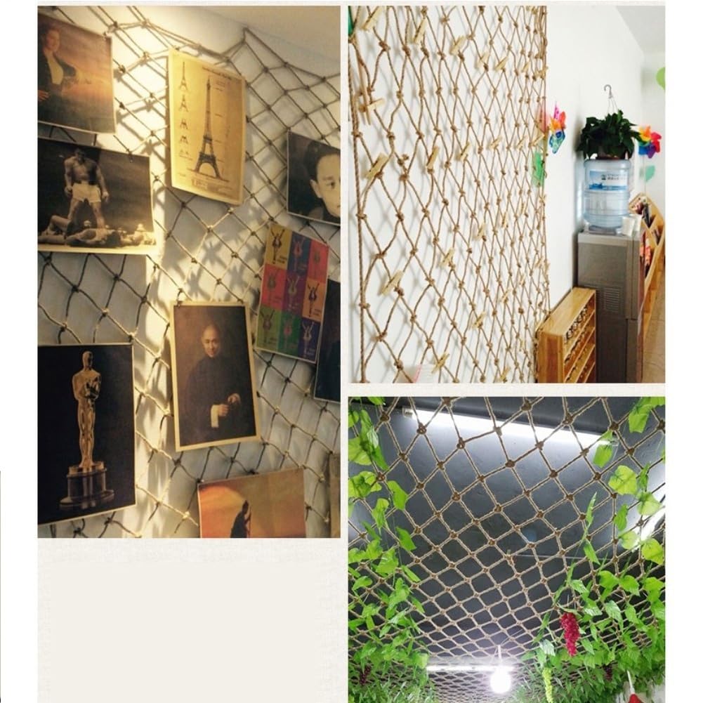 Hemp Rope Cargo Net & Safety Ladder - Anti-Fall Stair Nets, Child Safety Fence Nets, Decorative Ceiling Nets & Hammock Support | Customizable Mesh Rope Net for Kids | Perfect for Playgrounds, Treehouses & Home Safety