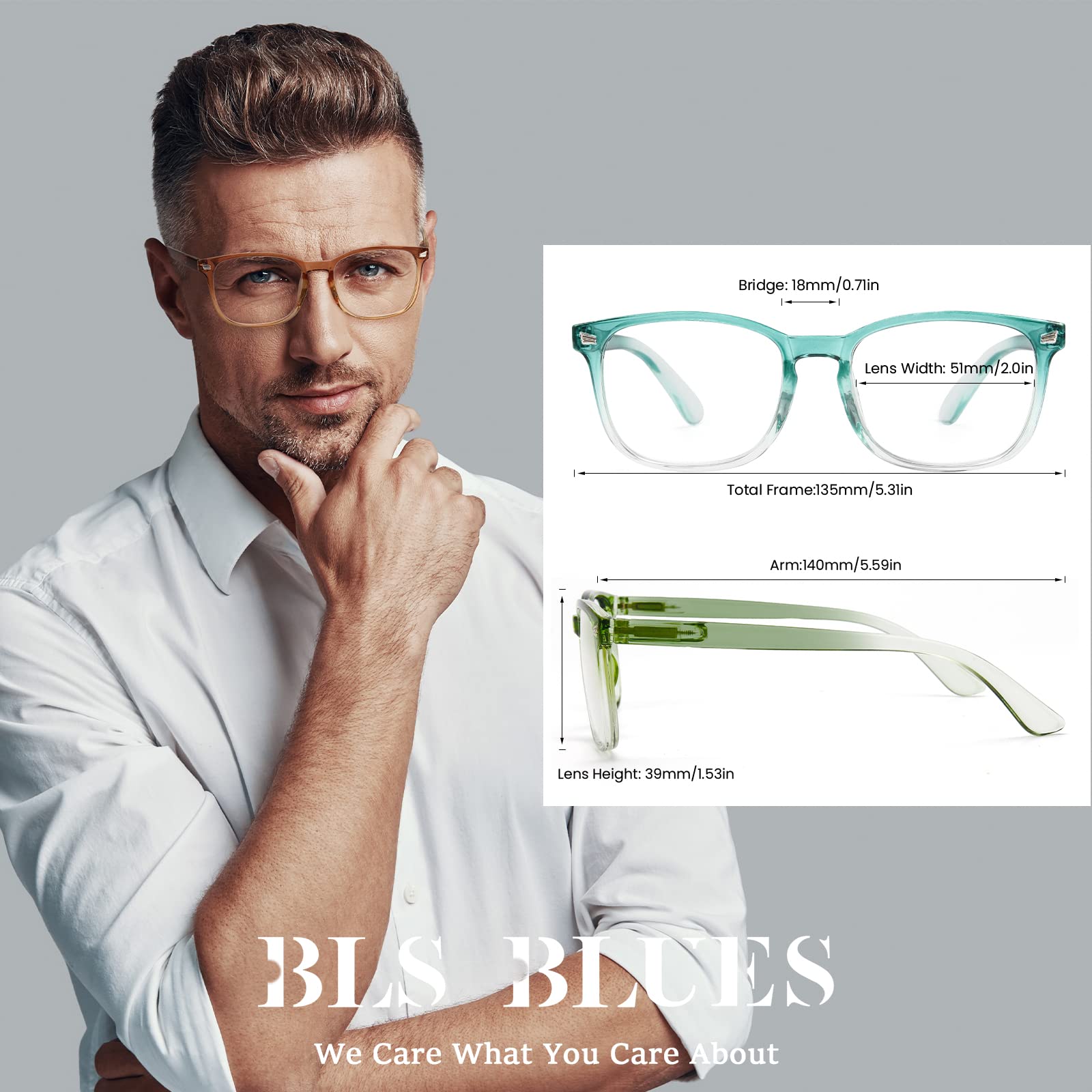BLS BLUES Blue Light Reading Glasses for Women & Men - Perfect for Screen Use