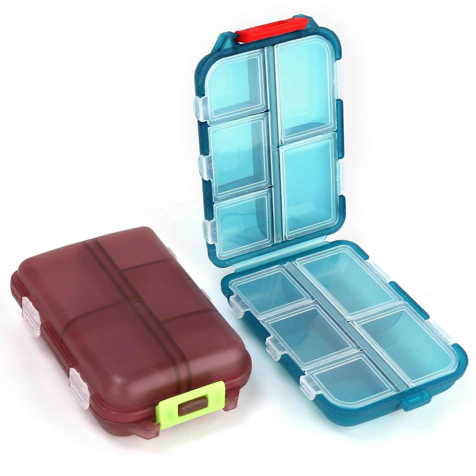2PCS Travel Pill Organizer - Portable Cute Pill Case with 10 Compartments for Medicine Storage - Perfect for Purse, Daily Use & Travel Accessories
