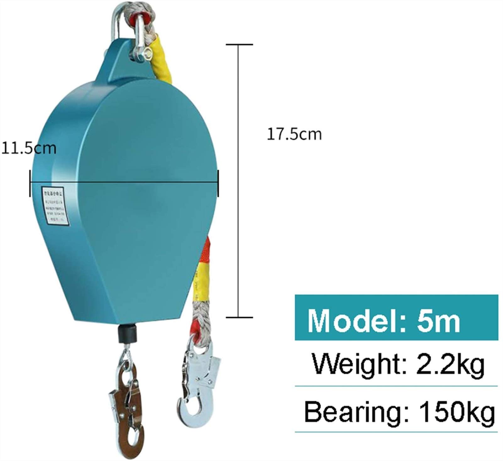 330lbs Self Retracting Lifeline Fall Arrest Block with Inertia Reel - 16ft(5m) Retractable Safety Lanyard for Roofing, Construction & Industrial Fall Protection | OSHA Compliant Personal Protective Equipment (PPE) for Workers at Heights