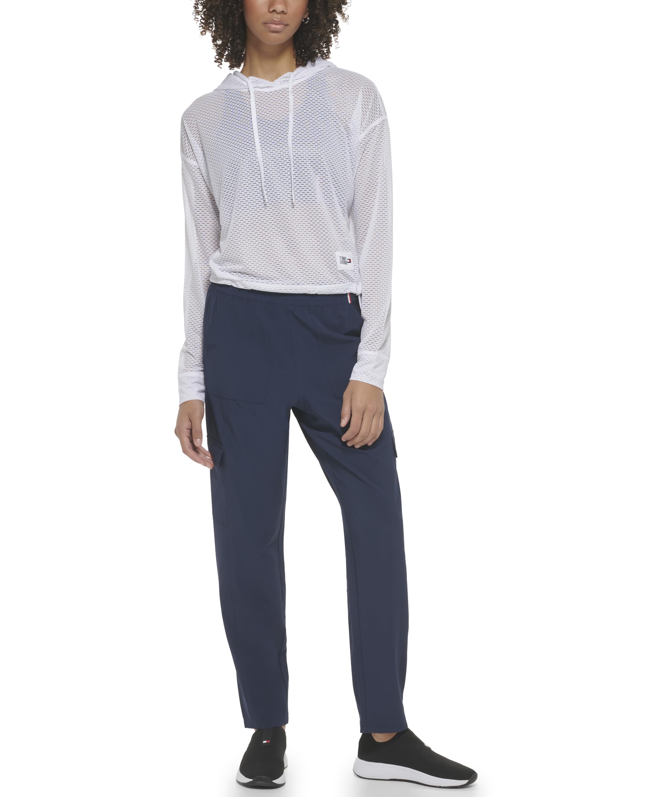 Tommy Hilfiger Women's Premium Performance Mesh Hooded Long Sleeve Hoodie - Lightweight Athletic Pullover for Running, Yoga & Casual Wear