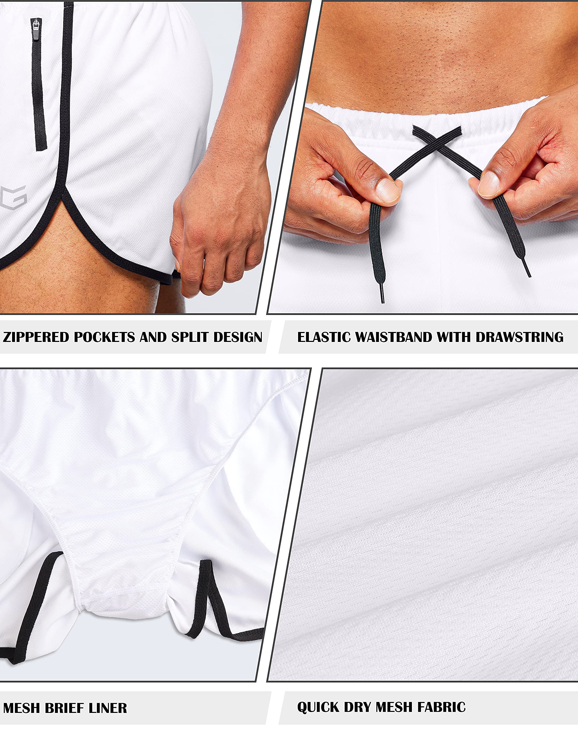Men's 3 Inch Running Shorts - Quick Dry Gym Athletic Jogging Shorts with Zipper Pockets - Lightweight Workout Shorts for Running, Training & Outdoor Sports