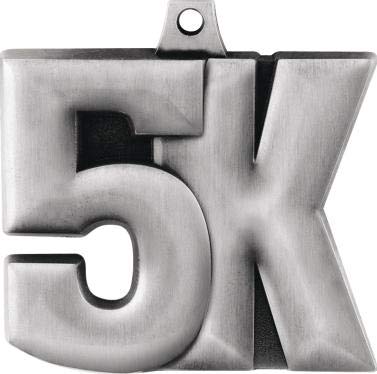 Crown Awards 2 Inch 5K Running Medal - Silver Finisher Medals for Races, Marathons & Competitions - Perfect for Awarding Participants and Winners in Sports Events