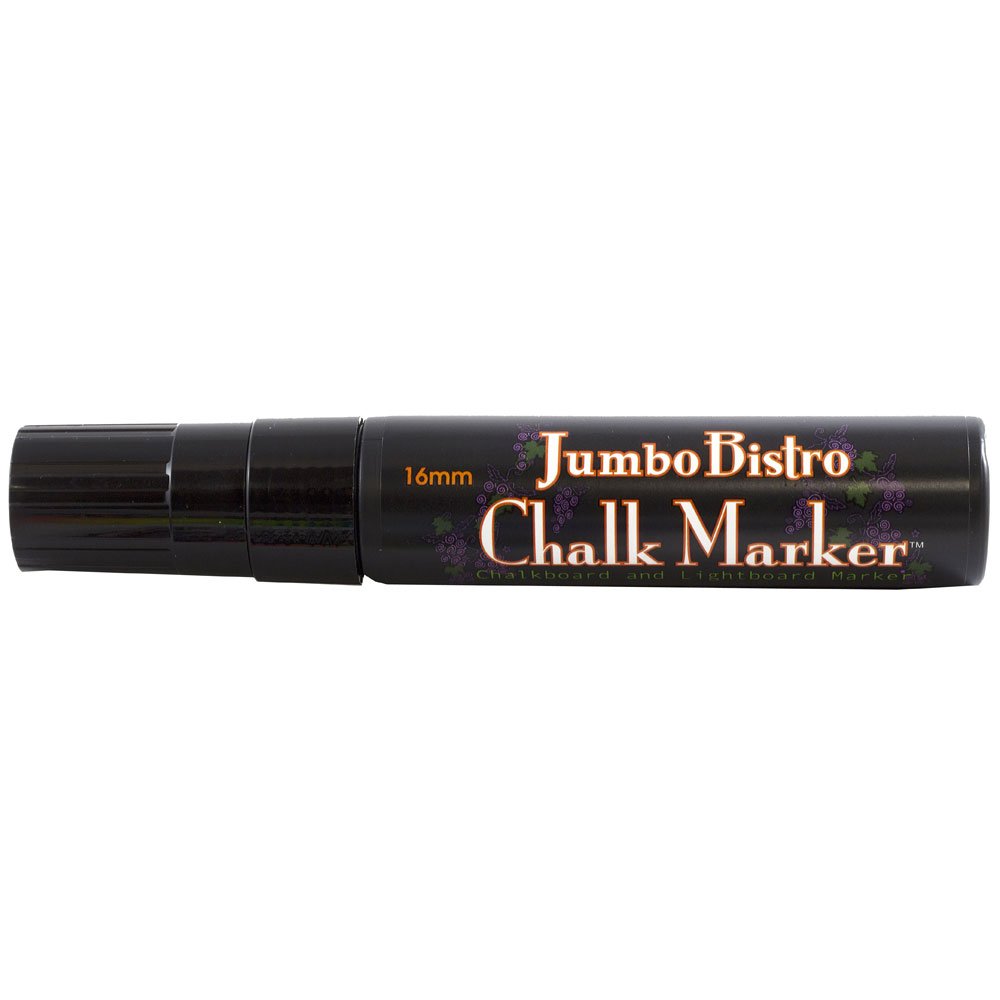 Dustless Erasable Chalk Markers - Jumbo Tip Liquid Chalk Pen - Black (Single Marker) - Perfect for Restaurants, Cafes, Blackboards & DIY Craft Projects