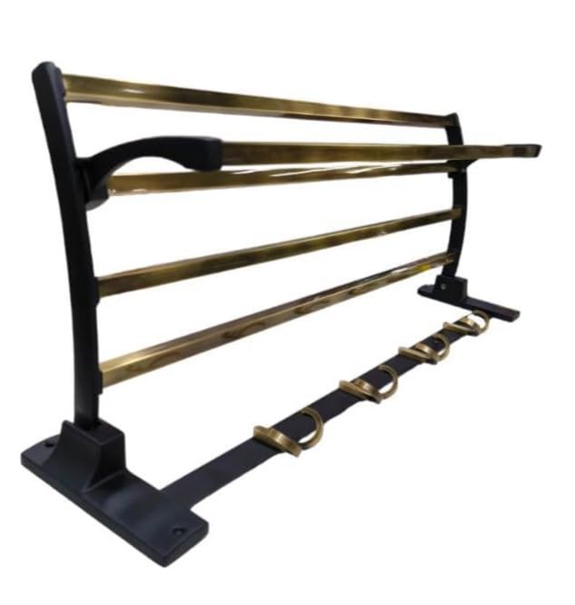 Royal Bath Premium Aluminum Folding Towel Rack - Space-Saving Bathroom Organizer with Black & Gold Finish | Perfect for Small Bathrooms, Apartments & Dorm Rooms