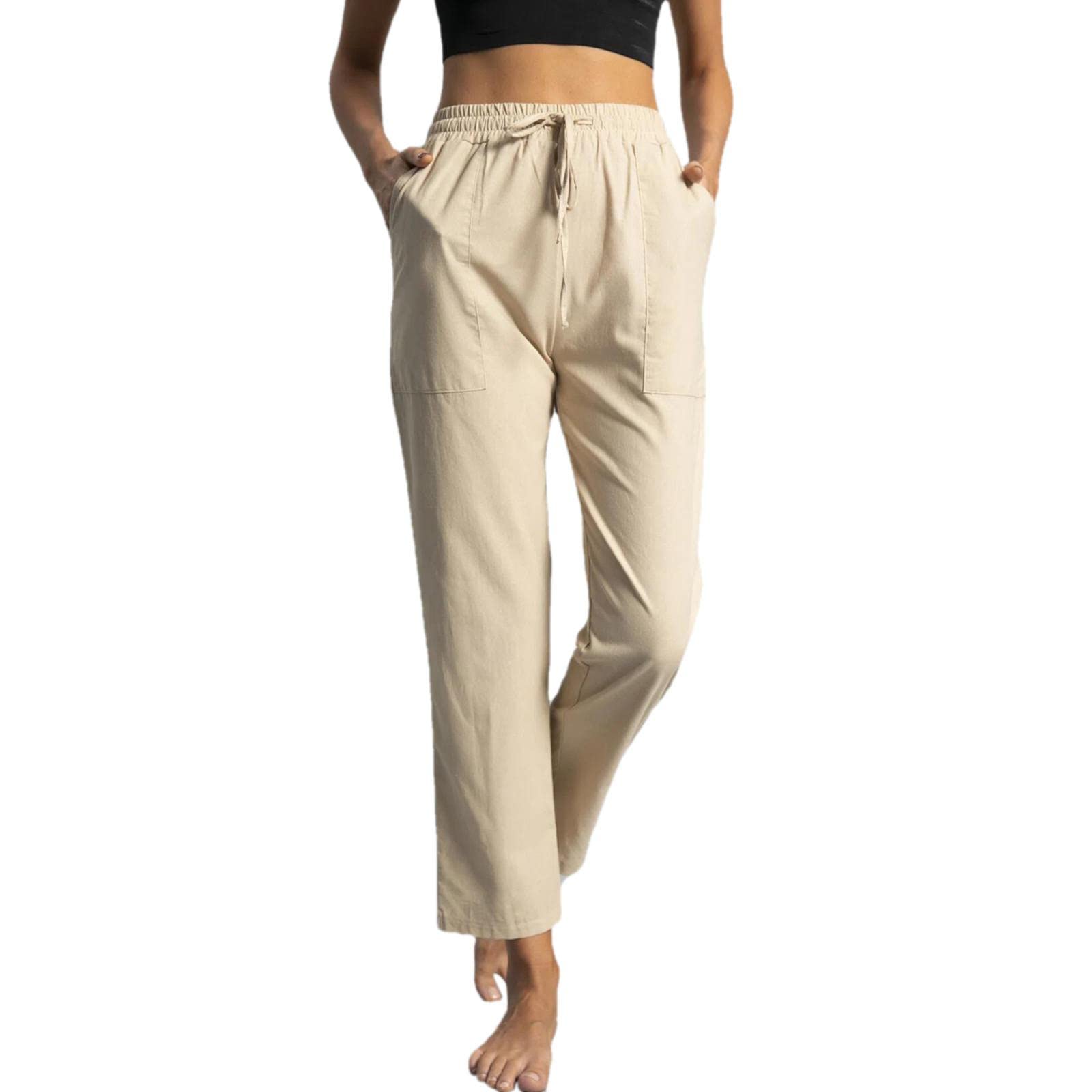 Women's Wide Leg Palazzo Pants - Elastic Waist Comfortable Straight Dress Pants with Pockets - Soft Summer Casual Work Trousers for Office, Travel & Everyday Wear