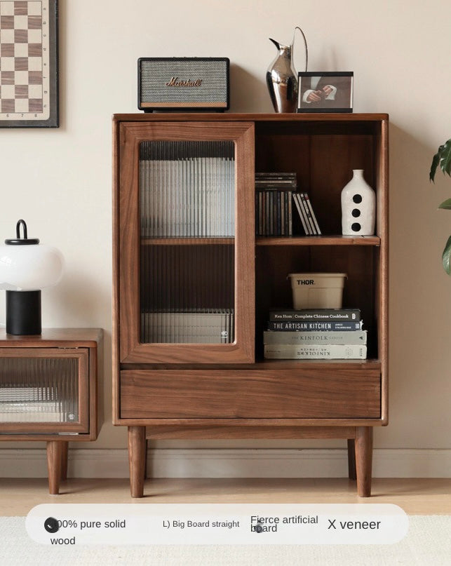 Premium Black Walnut Solid Wood Side Cabinet - North American FAS Grade Hardwood - Perfect for Living Room, Bedroom & Office Storage