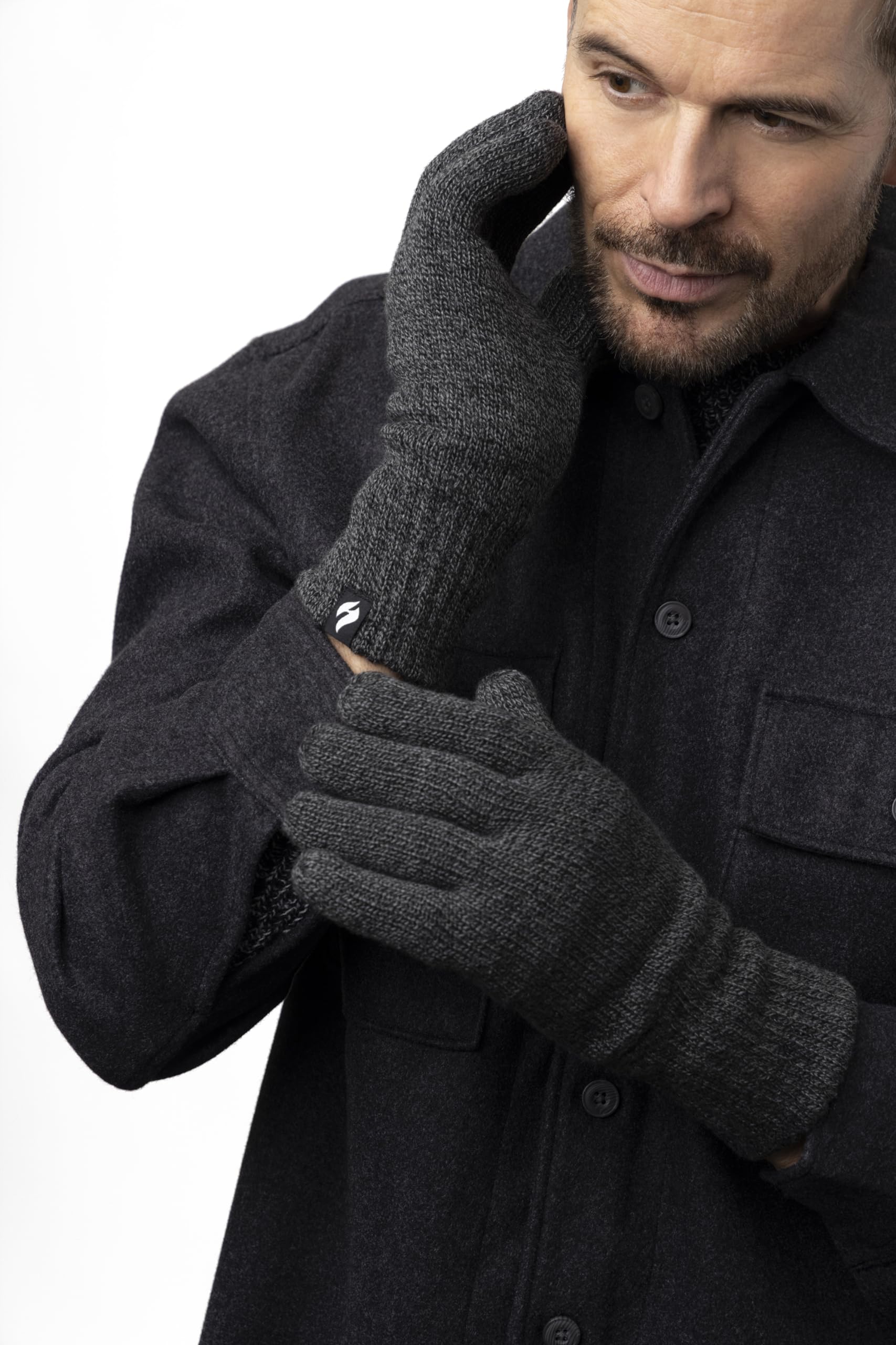 Heat Holder Thermal Gloves for Men - 1 Pair with Heatweaver Yarn, Gray, Size L/XL - Perfect for Winter Sports, Skiing, Snowboarding & Outdoor Activities