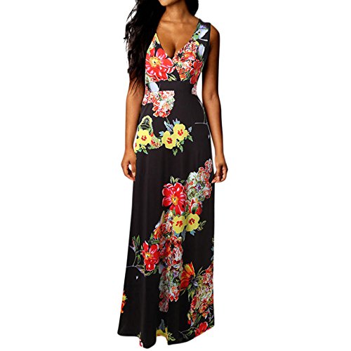 Sexy Sleeveless Backless Tropical Print Halter Maxi Dress for Women - Perfect for Beach Vacations, Summer Parties & Night Out