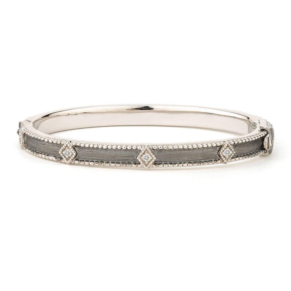 Jude Frances Blackened Silver Lisse Simple Kite Shape Bangle - Elegant Minimalist Bracelet for Women, Perfect for Everyday Wear, Date Nights & Special Occasions