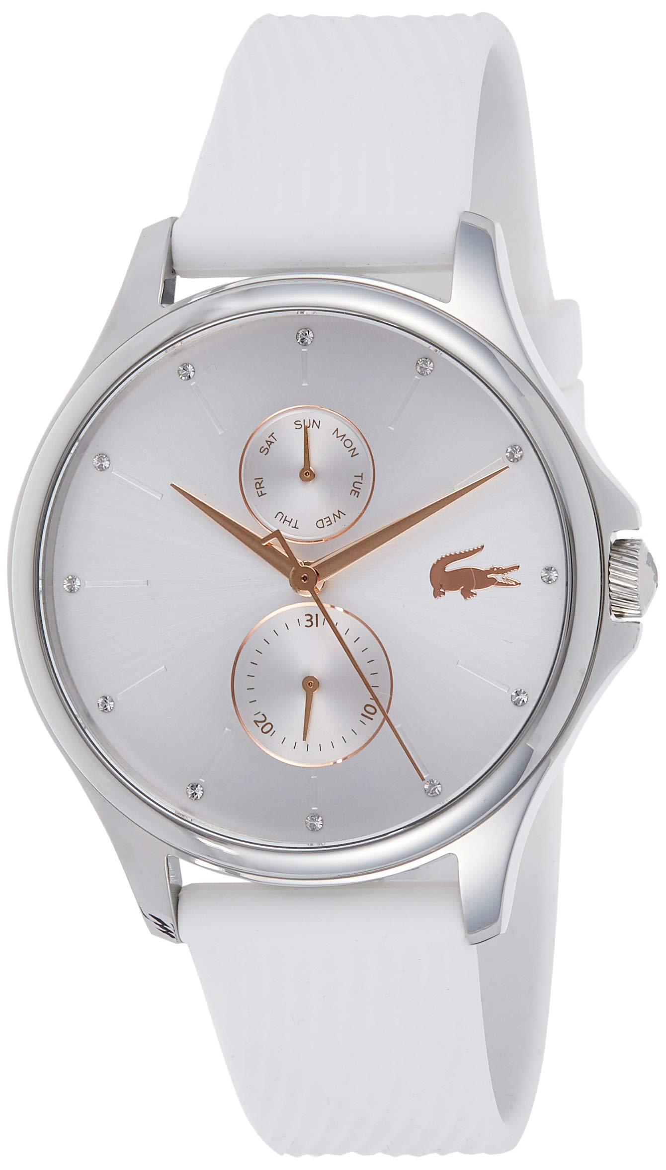 Lacoste Women's White Silicone Strap Analog Quartz Watch 2001023 - Perfect for Casual Wear, Office & Everyday Fashion