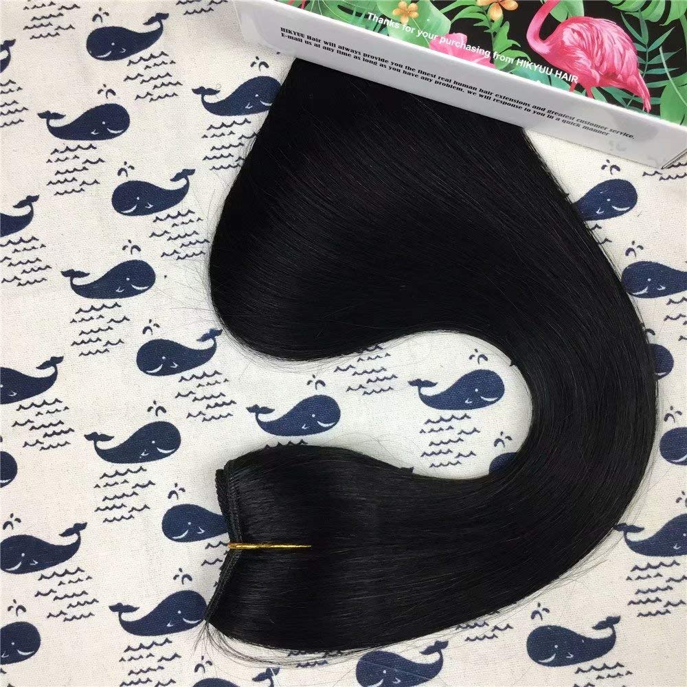 18 Inches 80 Grams Halo Couture Human Hair Extensions - Jet Black #1 Straight Remy Hair with Wire Flip - Perfect for Daily Wear, Weddings & Special Occasions