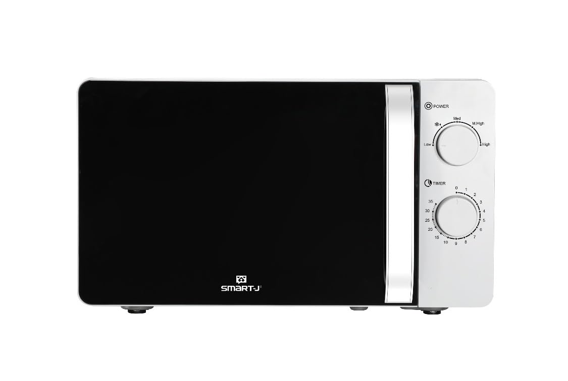 Smart-J 20L 700W Microwave Oven with Turntable - 5 Cooking Programs, 35-Minute Timer & Defrost Function - Perfect for Small Kitchens, Dorms & Office Break Rooms