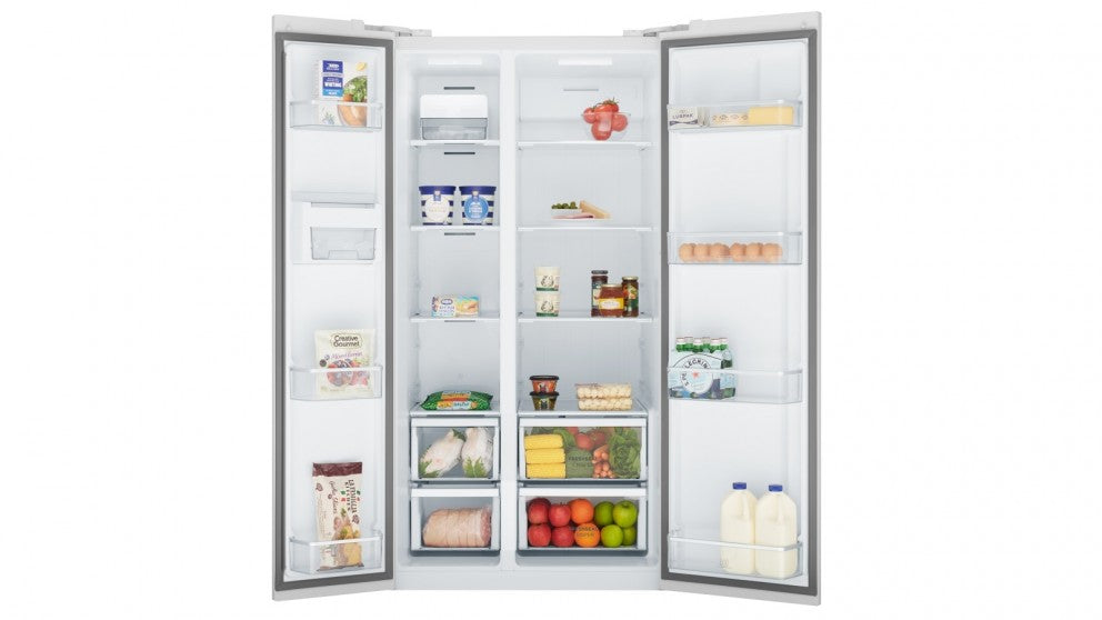 Westinghouse WSE6630WA 624L Side By Side Refrigerator - Energy Efficient Stainless Steel French Door Fridge for Large Kitchen & Family Use