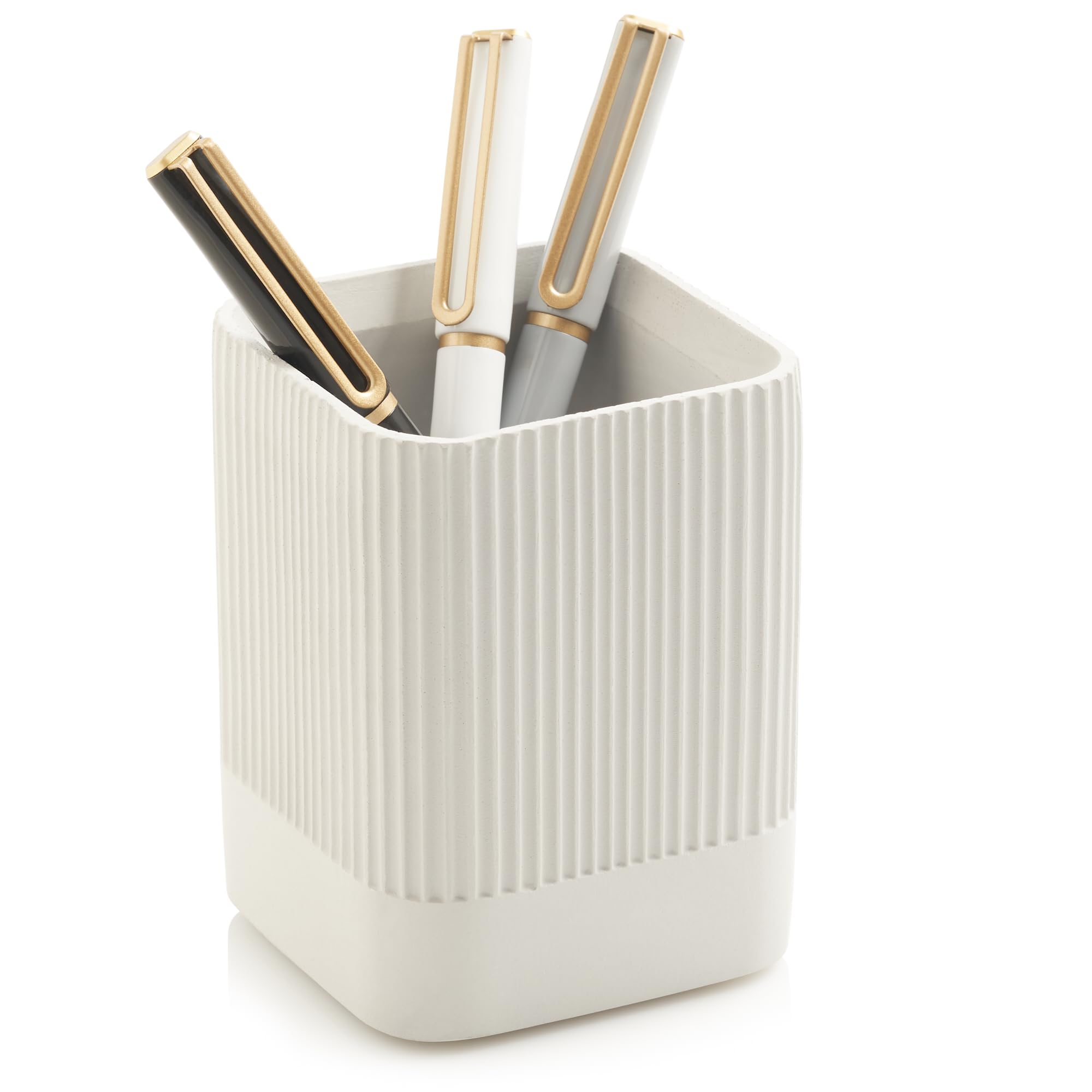 KIBAGA Modern Concrete Pen Holder - Aesthetic Desk Organizer for Pencils, Pens & Office Supplies | Stylish Office Decor & Functional Workspace Accessory for Home, Office & Study Room