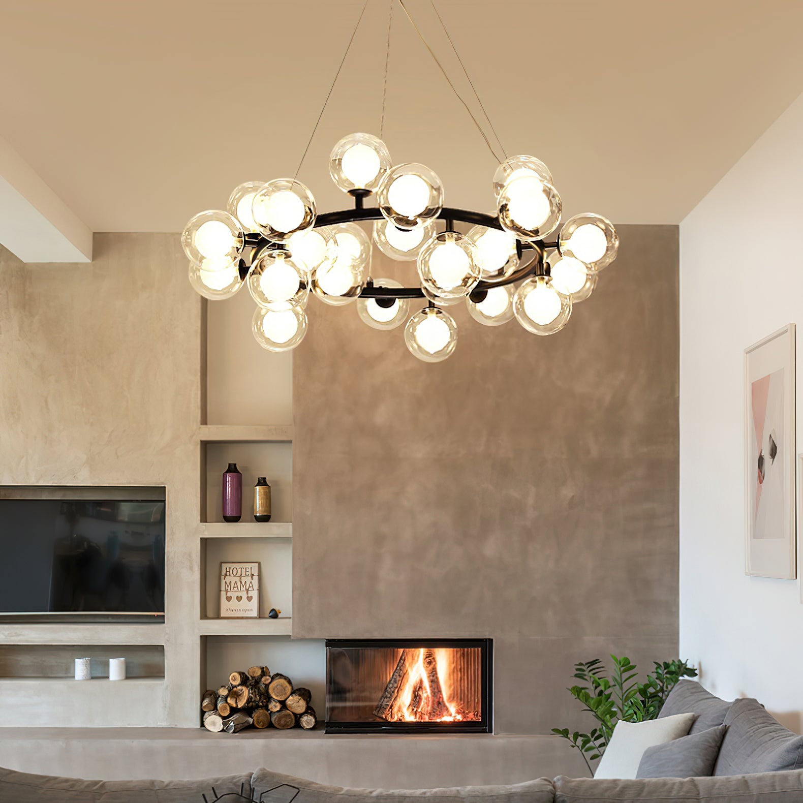 Stylish Bubble Ball Chandelier - Modern Crystal Glass Pendant Light Fixture for Dining Room, Bedroom & Living Room Decor | Perfect for Home, Hotel and Wedding Venue Lighting