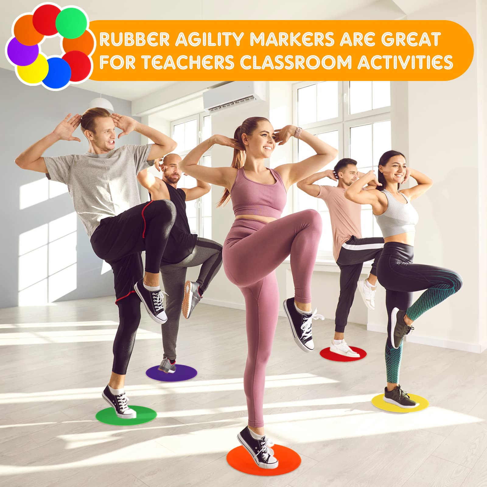 60 Pcs Non-Slip Vinyl Spot Markers with Carry Bag - Gym Floor Dots for Basketball, Soccer, Football Training | Agility & Speed Drills | Dance & Classroom Activities | Multi-Sport Use
