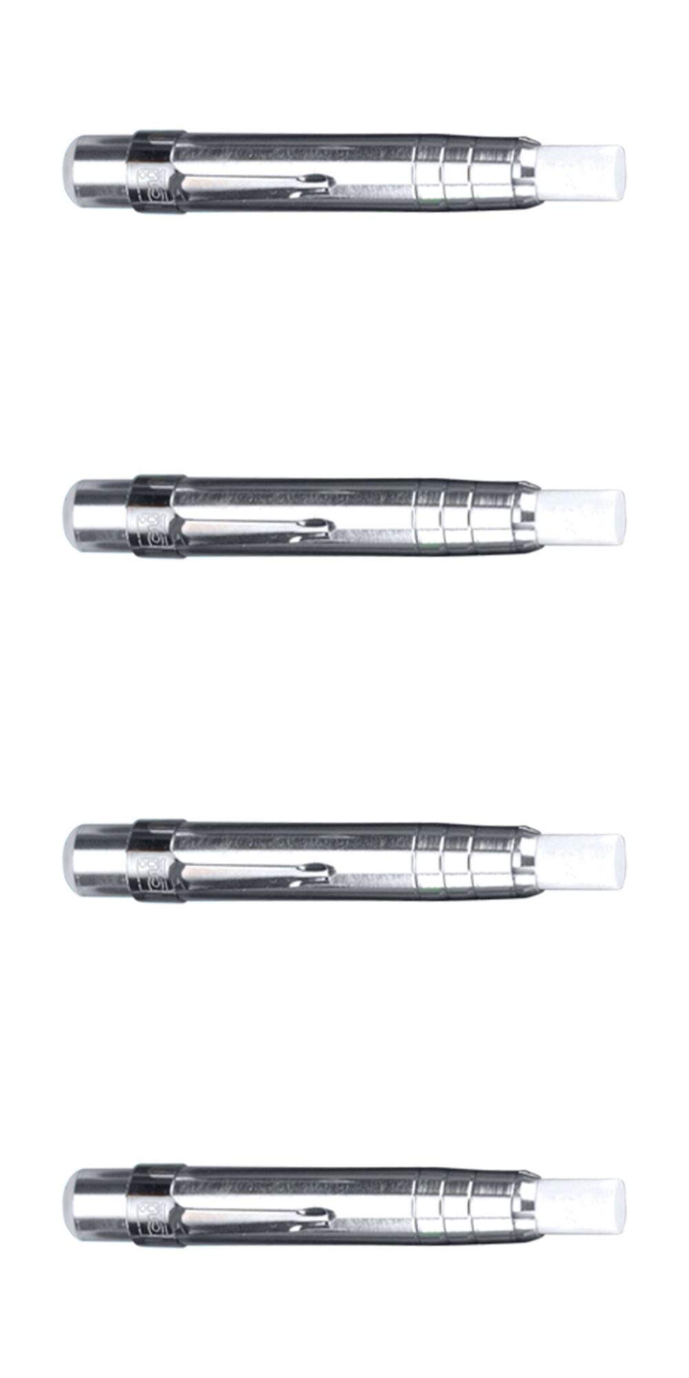 Charles Leonard 4 Pack Silver Aluminum Chalk Holder with Chalk - Pen Style Design for Teachers, Artists & Climbing Enthusiasts - Perfect for Classroom, Rock Climbing & Sidewalk Drawing