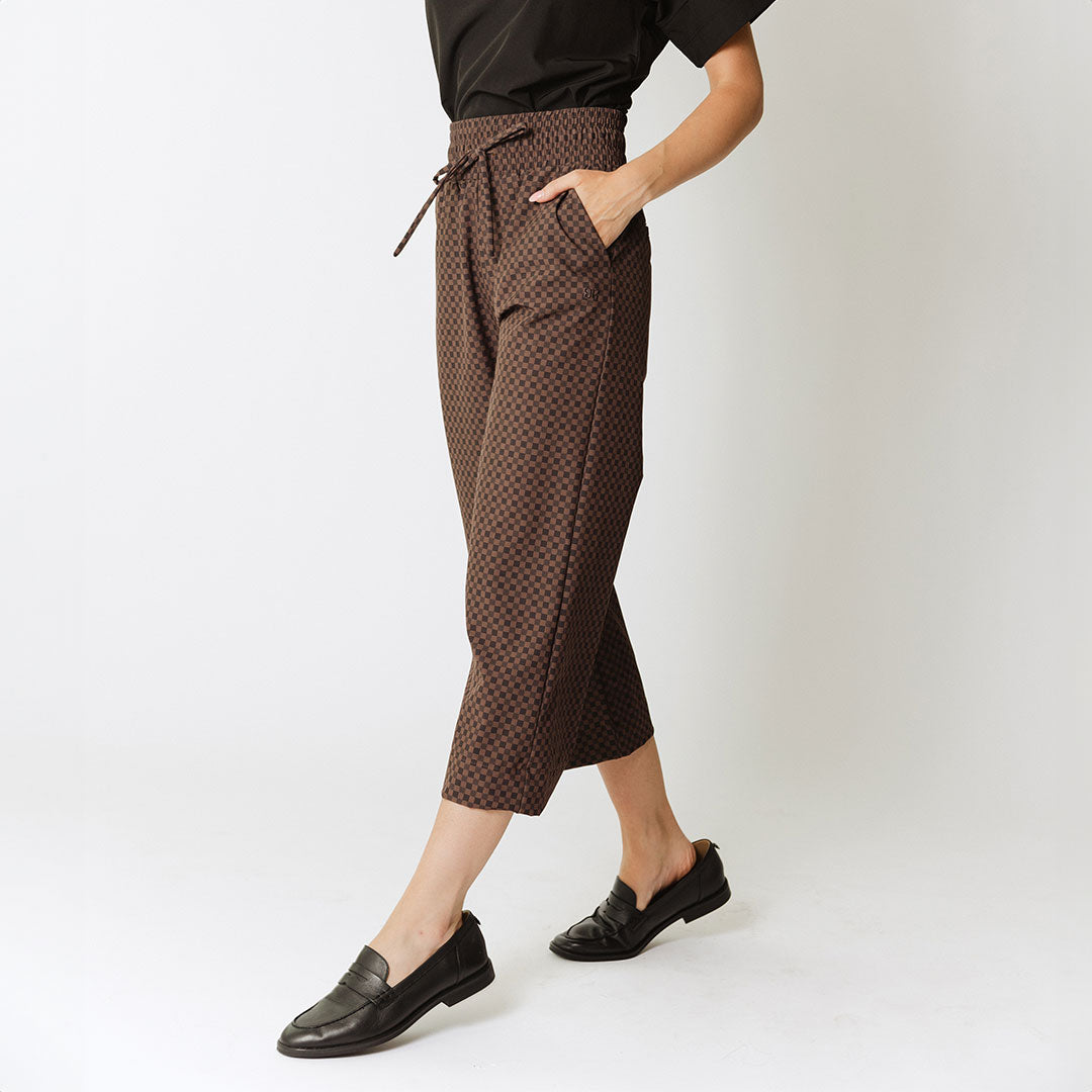Audrey Wide Leg Pants for Women - High Waisted Linen Trousers with Wicker Print | Perfect for Summer, Office Wear & Casual Outfits