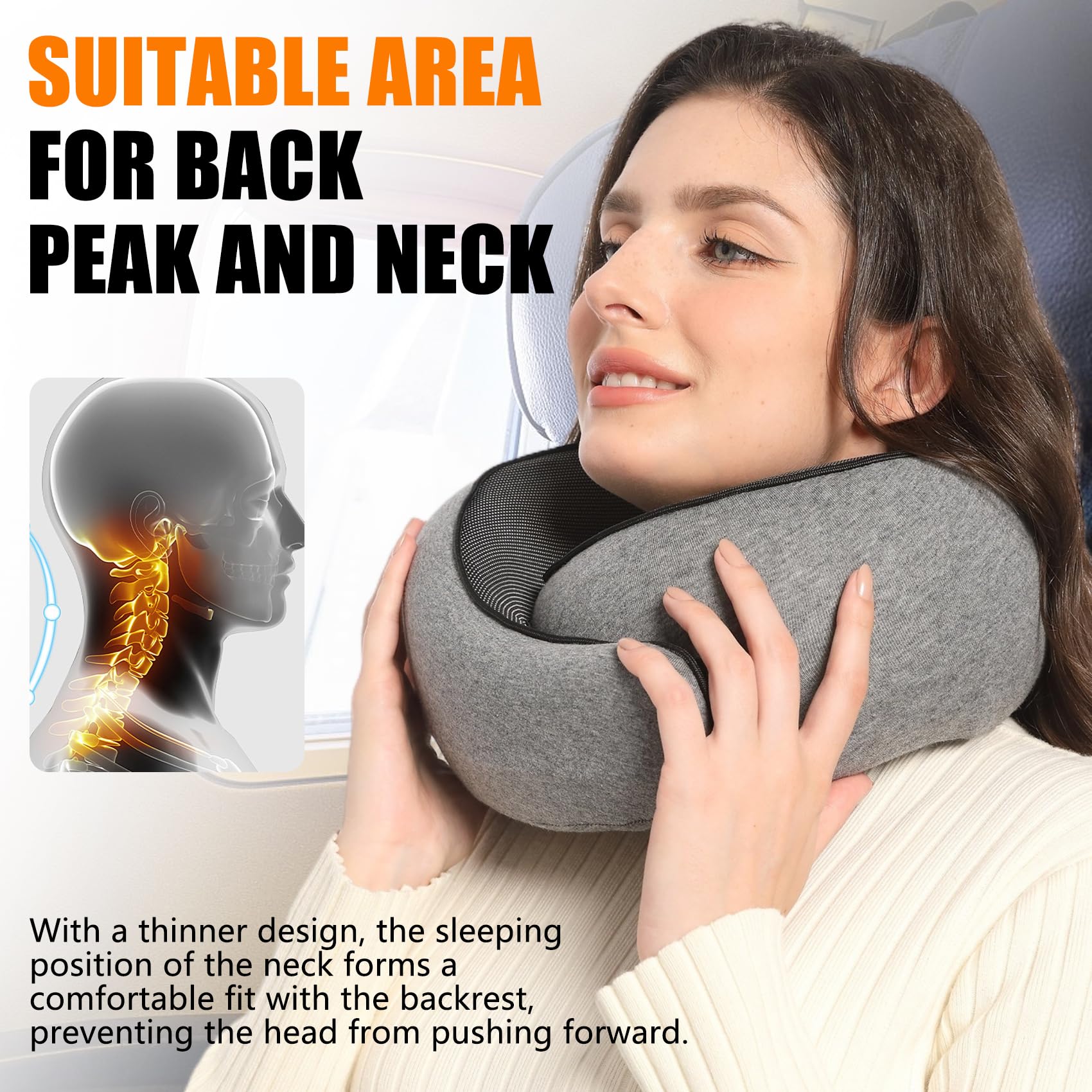 Memory Foam Neck Travel Pillow - Ergonomic Support for Airplanes, Offices & Cars - Portable Headrest for Comfortable Sleep - Perfect for Long Flights, Road Trips & Work Breaks