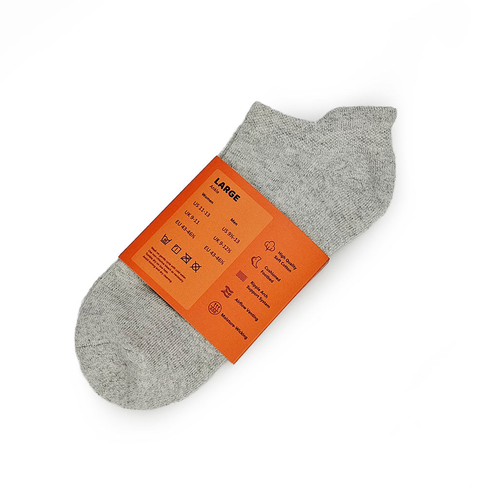 Breathable Solid Ankle Socks for Men & Women - Light Gray Athletic Socks for Running, Gym, Workout & Everyday Comfort