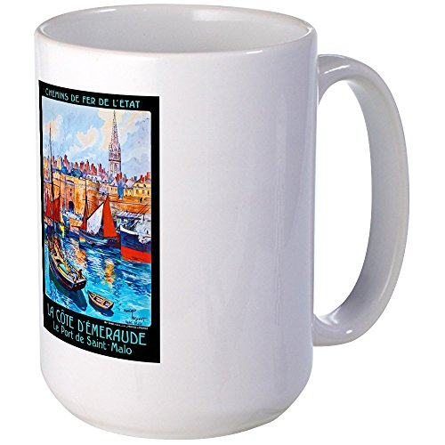White - France Travel Poster 4 Large Mug