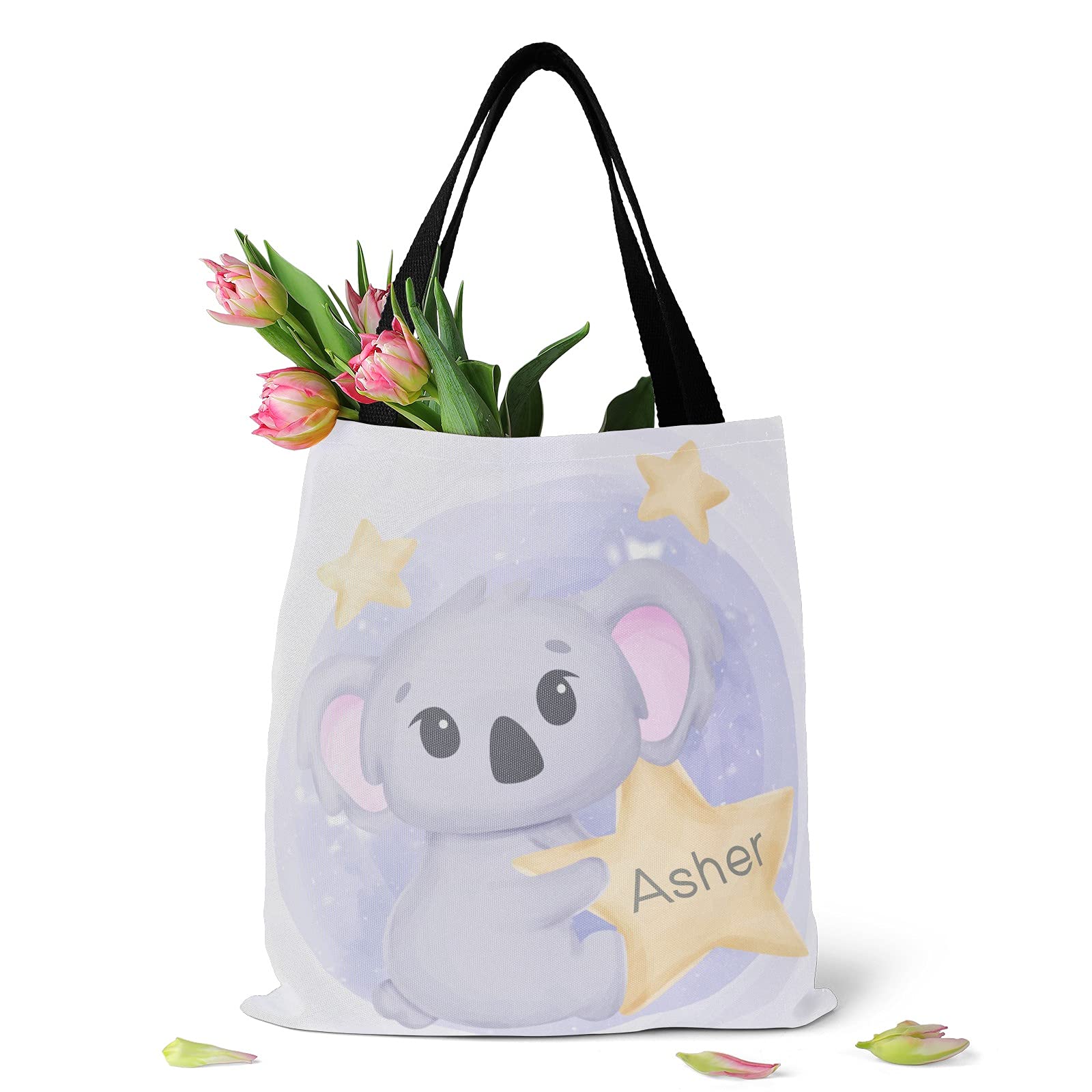 Personalized Woodland Forest Animals Canvas Tote Bags for Kids - Eco-Friendly Reusable Shopping Bags for School, Travel & Daily Use - Perfect Gift for Boys & Girls