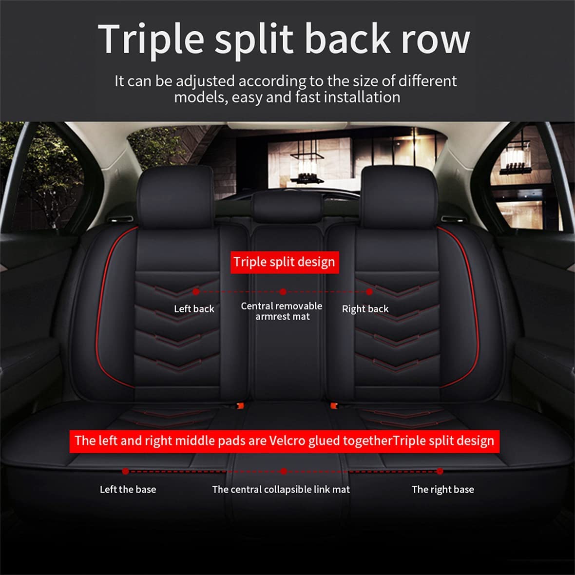 Premium Faux Leather Car Seat Covers for Toyota RAV4 2002-2021 Models - 5-Seat Full Set Waterproof Seat Protectors (Black, CT0088) - Perfect for Daily Commuting, Road Trips & Pet Protection