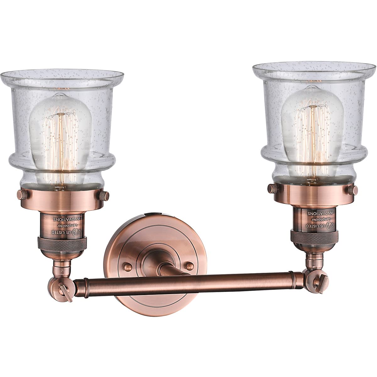 Franklin Restoration Collection Antique Copper 2-Light Bathroom Vanity Light - Small Canton Design with LED Bulbs for Modern & Vintage Bathrooms
