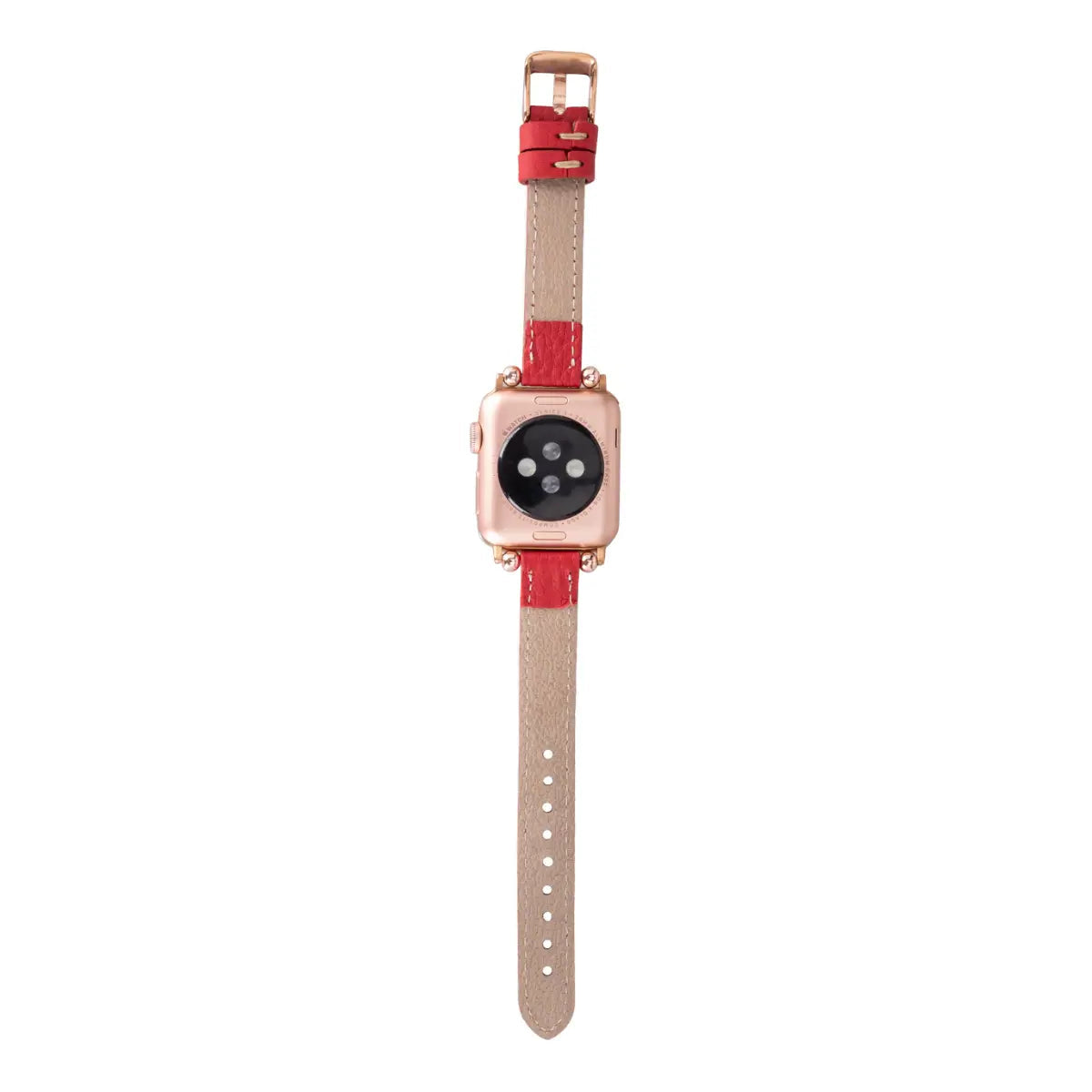 Premium Red Leather Ultra Slim Apple Watch Band - Stylish & Comfortable Replacement Strap for Apple Watch Series 1/2/3/4/5/6/7/8/SE - Perfect for Workouts, Office Wear & Everyday Fashion Accessory