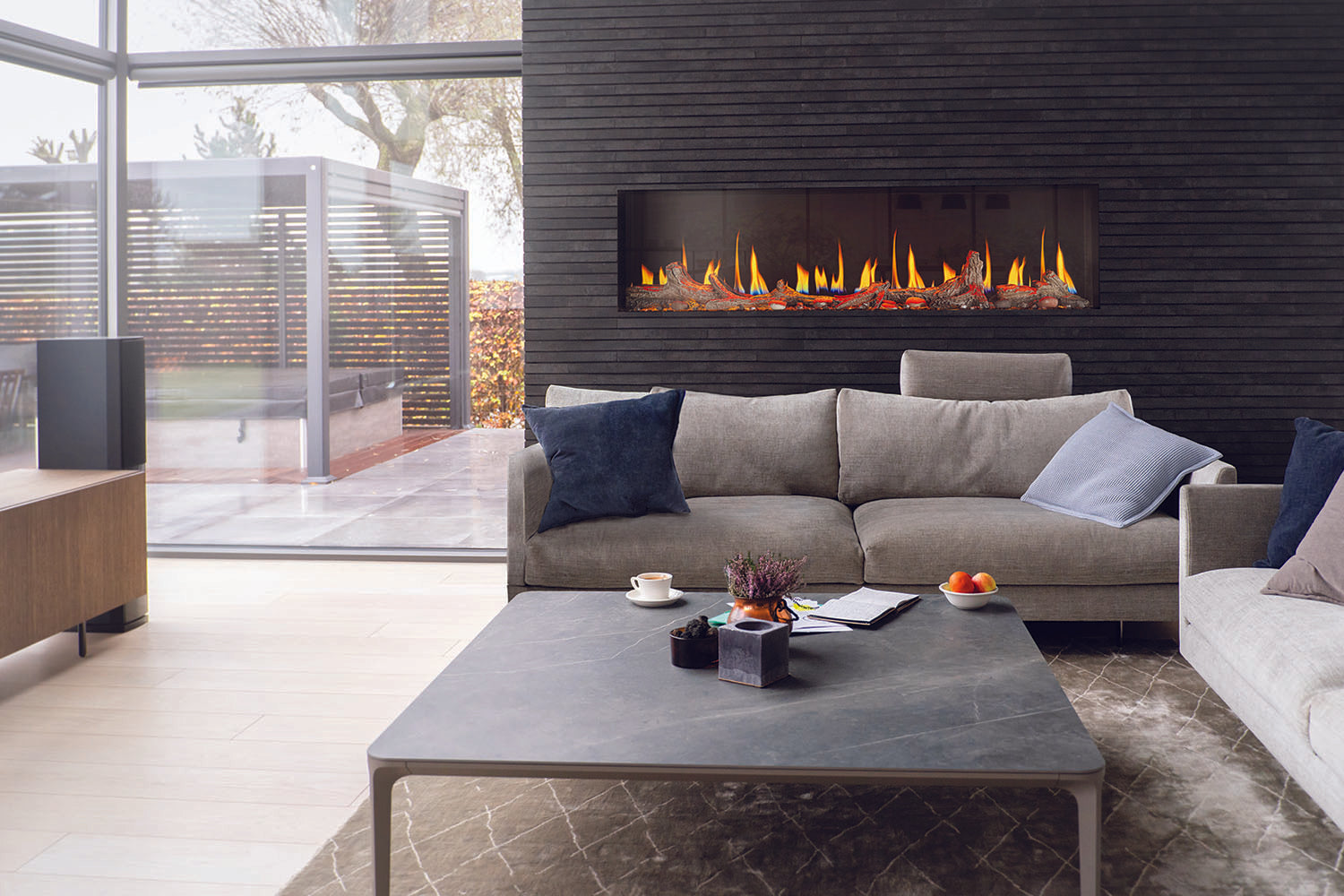 Napoleon Luminex 65-Inch LCD Virtual Smart Multi-Sided Built-In Electric Fireplace - Perfect for Living Room, Bedroom & Office Heating & Ambiance