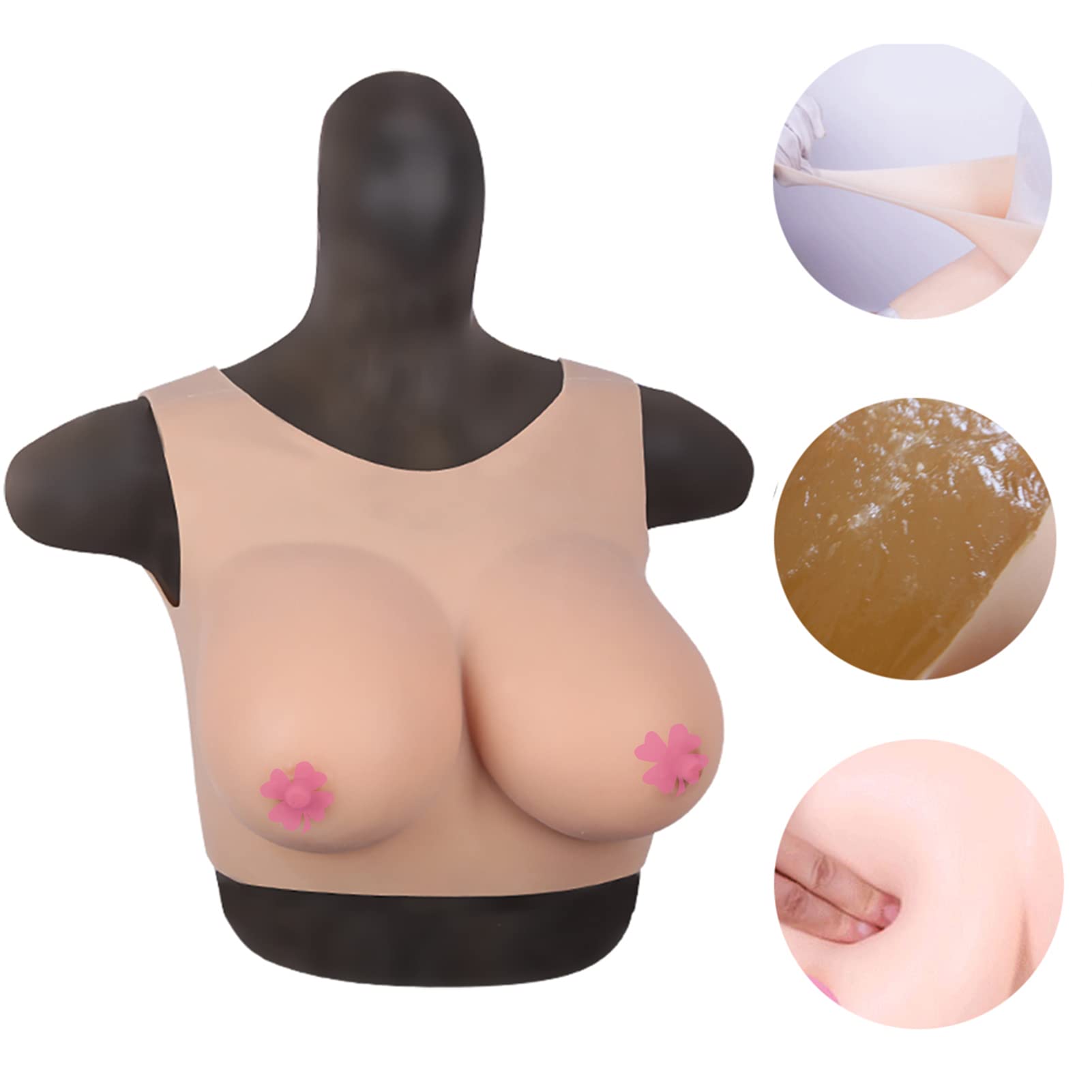 Premium Silicone Breast Plates - Natural Looking Fake Breast Forms for Crossdressers, Transgender & Mastectomy Patients | Comfortable Round Collar Enhancer for Cosplay, Drag Shows & Everyday Wear