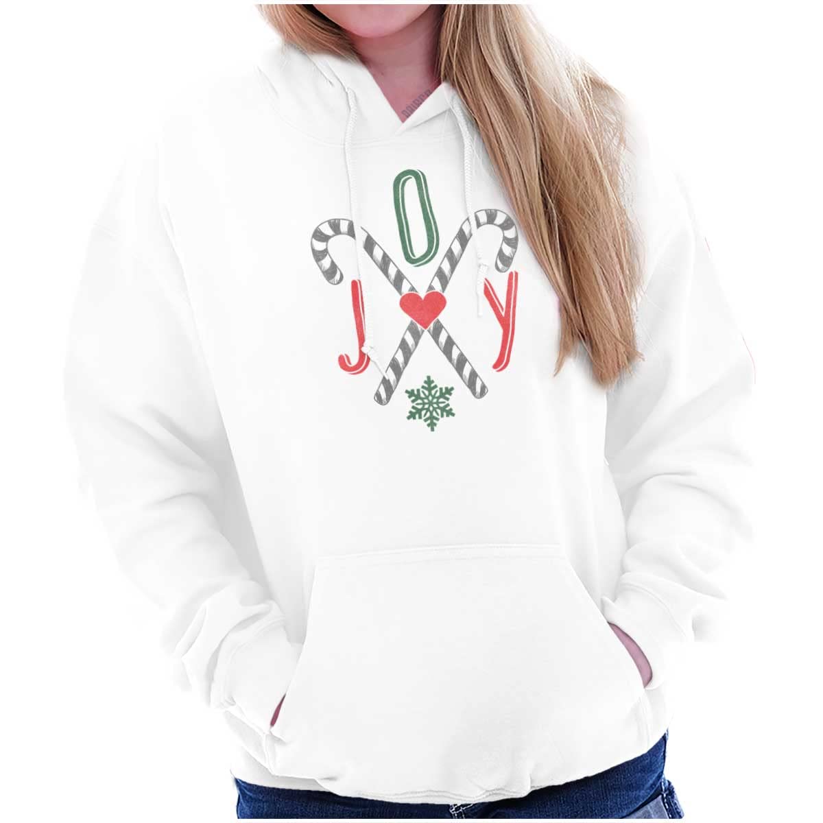 Christmas Candy Cane Joy Hoodie Sweatshirt for Women - Festive Holiday Pullover with Candy Cane Print - Cozy Winter Outfit for Xmas Parties & Family Gatherings