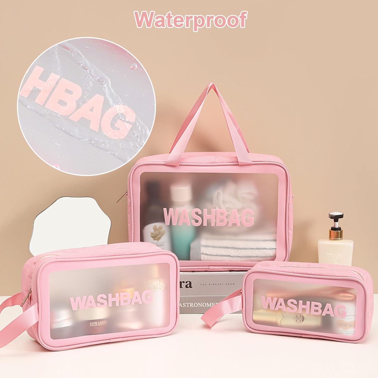 Atorakushon® Pink Fabric Cosmetic Organizer - Travel Toiletry Bag & Jewelry Pouch for Women & Men (1-Pack) | Perfect for Makeup Storage, Gym Essentials & Vacation Packing