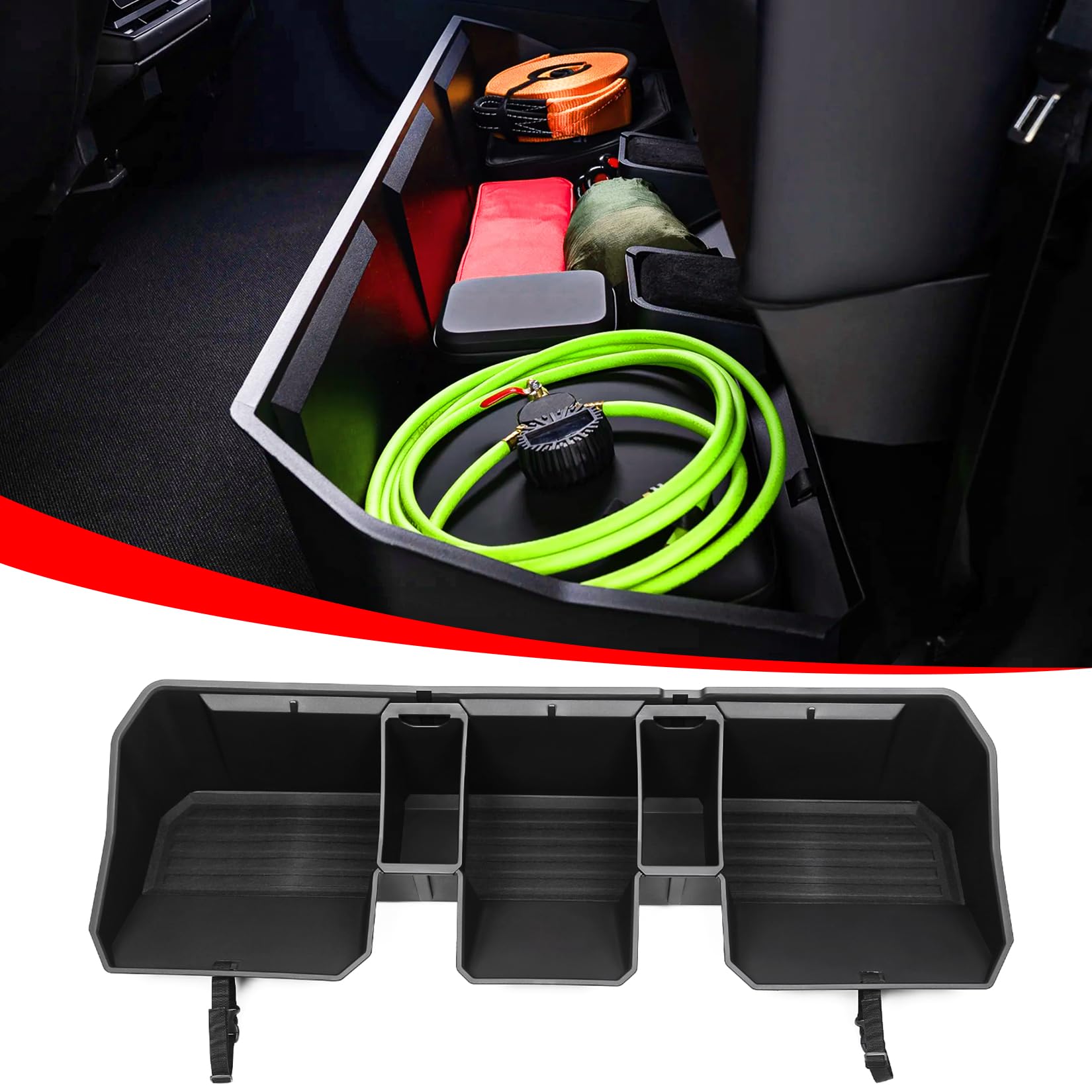 LEPZ Upgraded Rear Under Seat Storage Box Organizer for Tesla Cybertruck 2024 | Modular Second Row Cargo Tool Box | Perfect for Camping Gear, Tools & Truck Accessories Storage